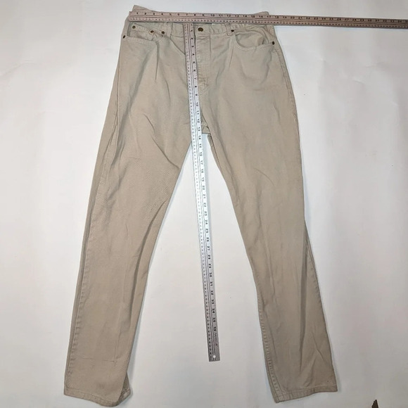 Vintage Denver Hayes Mens Cream Work Jean Pants 36/34 Straight Leg - Picture 2 of 11